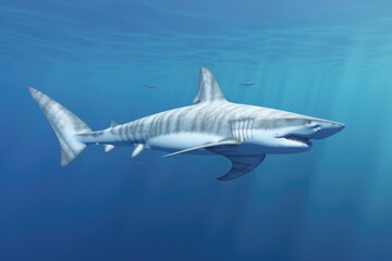 Obraz premium Oceanic white tip shark animal illustration. Generative AI