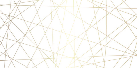 Obraz premium Abstract luxury golden geometric random chaotic lines with many squares and triangles shape on white background.