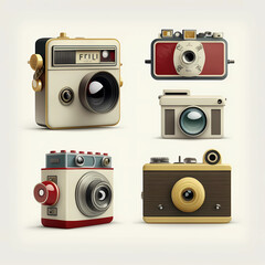 set of vintage cameras