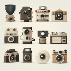 set of vintage cameras