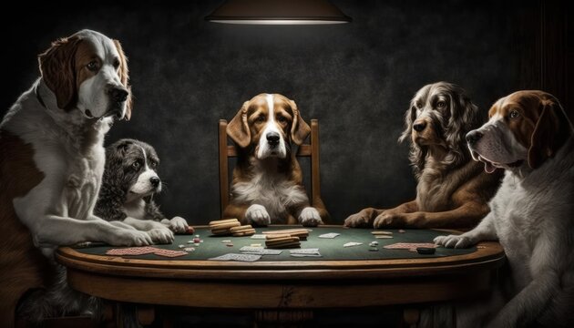 From classic paintings to internet memes, dogs playing poker has captured the hearts and imaginations of audiences around the world, inspiring laughter and creativity, GENERATIVE AI