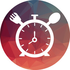 Eat time vector logo template. This logo with clock, spoon and fork symbol. Suitable for home, restaurant, cooking, healthy.