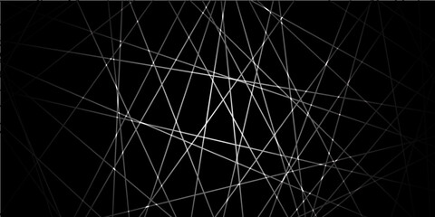 Abstract black and white geometric random chaotic lines with many squares and triangles shape.