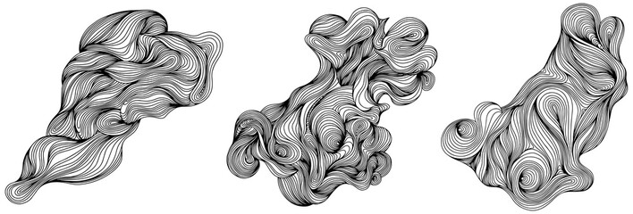 Fototapeta premium Abstract shapes. Hand drawn illustration. Ink painting style composition set.