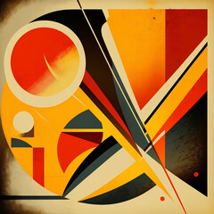 Abstract contemporary modern watercolor art. Minimalist illustration in yellow, orange and red shades.