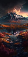 Mountain Fantasy Landscape, generative ai