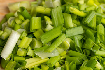 Chopped green onions for use in salads
