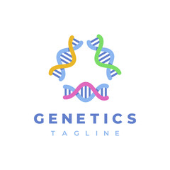 Genetic DNA or RNA chromosome biology science logo flat vector icon illustration