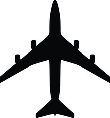Airplane Boeing 747 silhouette vector illustration.