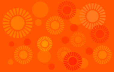 decorative background, seamless pattern orange background and slightly blurred images of the sun and circles