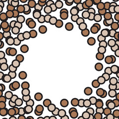 Brown circle dots frame. Vector illustration.