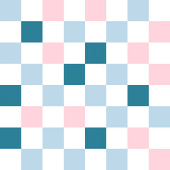 White, blue, and pink pastel checkerboard pattern background.	