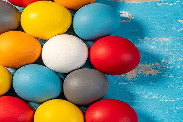 eggs painted in different colors to symbolize the passage of Christian Easter
