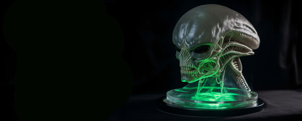 futuristic cyborg alien scary skull with alpha