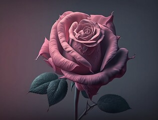Pink Rose Blossom on Plain Neutral Background