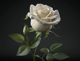 White Rose Bloom on Plain Dark Background