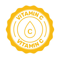 vitamin c icon set. yellow vitamin c sign. Rich in vitamin c product icon. excellent source of vitamin c. badge, seal, sticker, logo, and symbol Variants. Isolated vector illustration