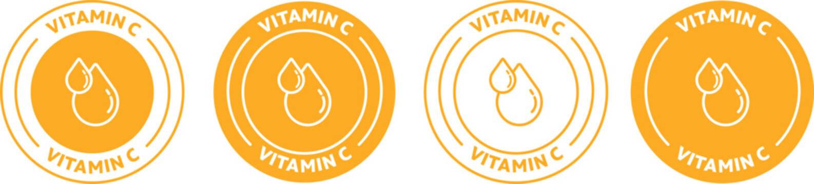 vitamin c icon. Badge, symbol, logo vector on transparent background.