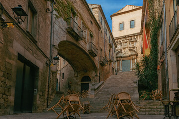 The  Saint Dominic (Sant-Domenec) steps in the Old Town of Girona
