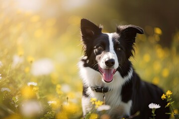 Fototapeta premium Border Collie canine in sunlight. Generative AI