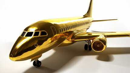 airplane gold on a white background