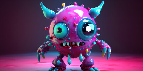 cute 3d monster colorful. Created with Generative Ai Technology