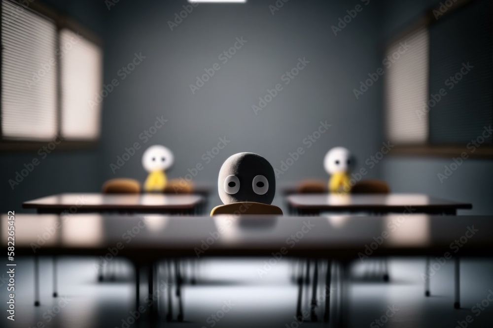 Poster a cartoon character sitting at a desk in a classroom classroom animation animation filmmaking genera