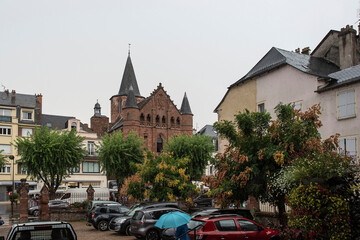 Architecture of the town of Espalion in the Lot valley in Aveyron, France
