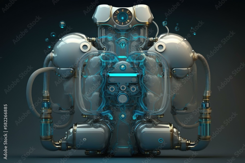 Poster a futuristic machine with a clock on the front deep sea trench photorealism robotics engineering