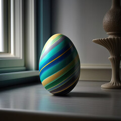 A Creative and Contemporary Interpretation of an Easter Egg with Stripe Design – AI generated