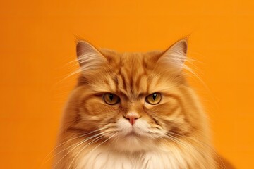 Large size of a bribe head with expressive eyes against an orange background. Generative AI