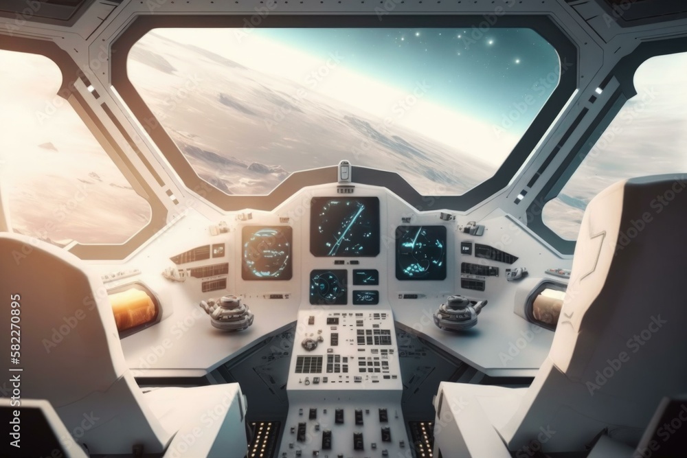 Poster a view of the inside of a space station deep sea trench animation supply chain optimization generati