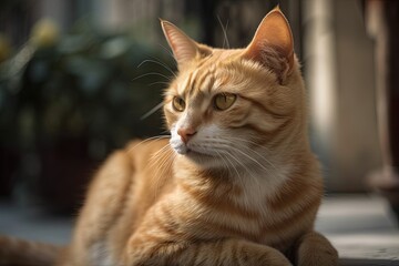 a nice ginger cat portrait. Generative AI