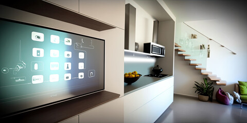 Naklejka na ściany i meble Smart home automation control system, innovation technology - Generative AI