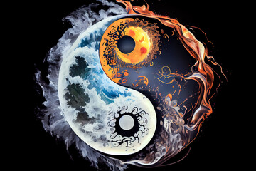 chinese yin yang symbol. Generative AI, Generative, AI - obrazy, fototapety, plakaty