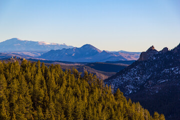 Hiking in the Colorado Rocky Mountains outside of Golden, Colorado during the Golden hour.