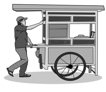 recommend clip art: Local hawker street food bakso street vendors jakarta indonesian pedagang keliling asongan food