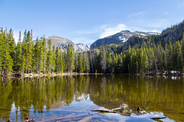 Views during a hike in the Spring time in the Rocky Mountain National Park in Colorado.