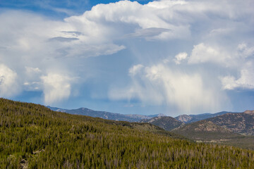 Views during a hike in the Spring time in the Rocky Mountain National Park in Colorado.