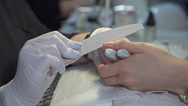 Beauticians' work with clients in a beauty salon