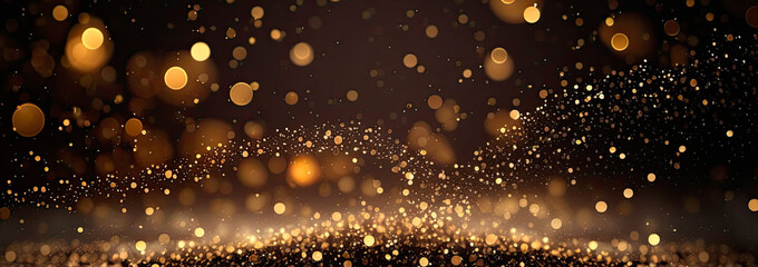 Abstract blur glitter golden lights background. Generative AI