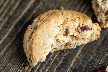 Fresh oatmeal cookies with dried red cranberries