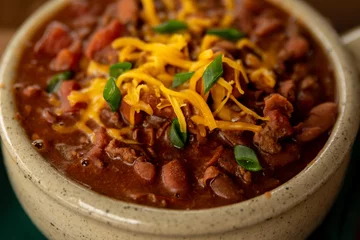 Keuken spatwand met foto a bowl of bean chili © Blessings Captured