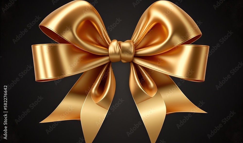 Poster a gold bow with a black background and a black background with a black background and a gold bow wit