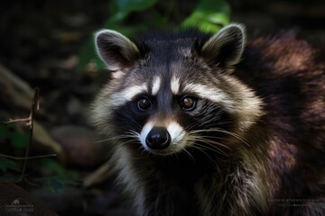Obraz premium Asian Racoon Dog (Nyctereutes procyonoides) in the wilderness. Generative AI