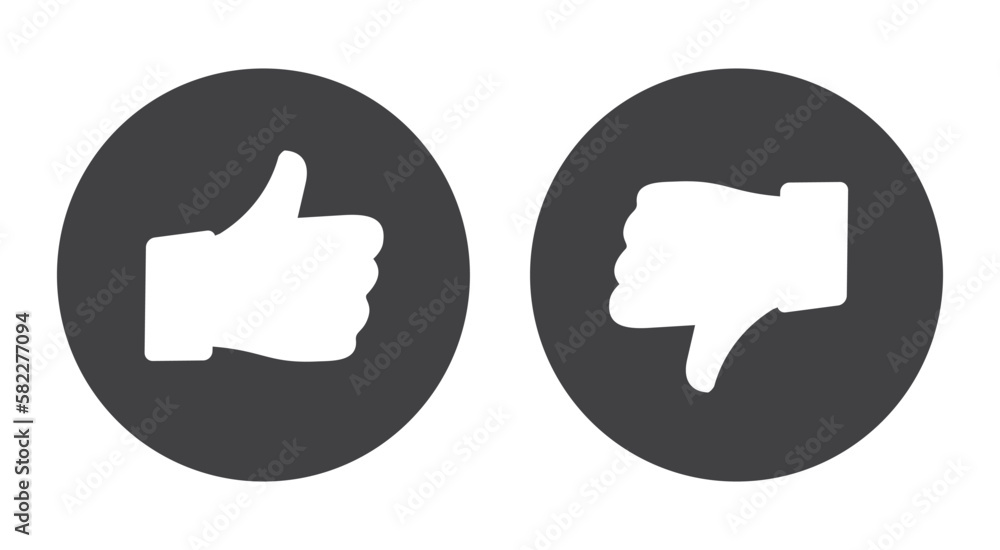 Poster thumb up and thumb down flat icon. vector like and dislike icon and dislike and hate. ready like dis