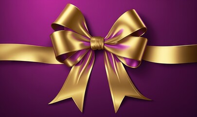  a purple background with a gold ribbon and a bow on the top of it, with a diagonal ribbon on the bottom of the bow.  generative ai