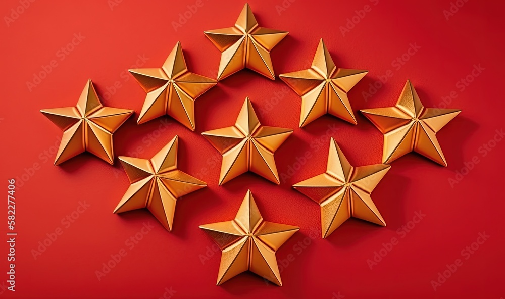 Poster a group of gold stars on a red background with a red background and a red background with a red back