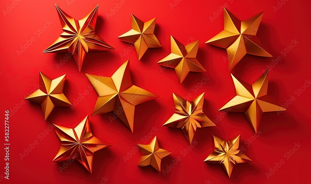 Poster a group of gold stars on a red background with a red background and a red background with a red back