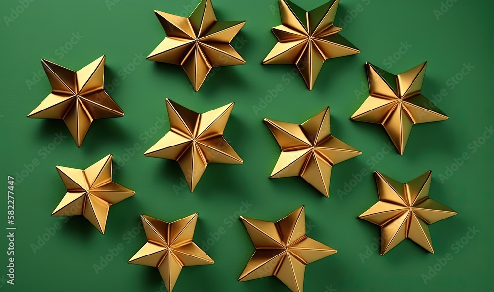 Poster a group of gold stars on a green background with a green background and a green background with a gr
